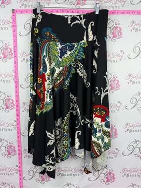 CHAPTER ONE skirt fairy Black Paisley Print Asymmetric with Multicolor Accents